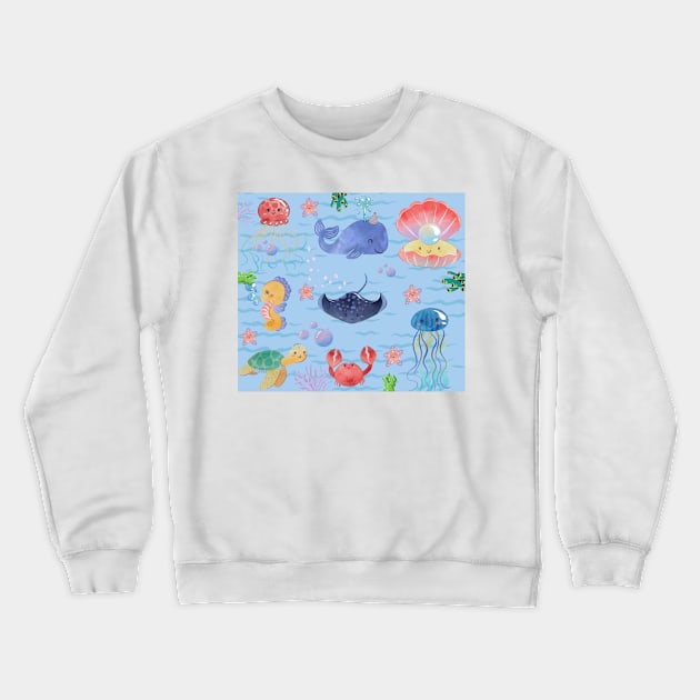 Plastic Free Ocean Crewneck Sweatshirt by Honu Art Studio